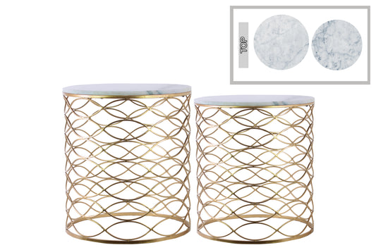 Metal Table Metallic Finish Gold 21.75"H