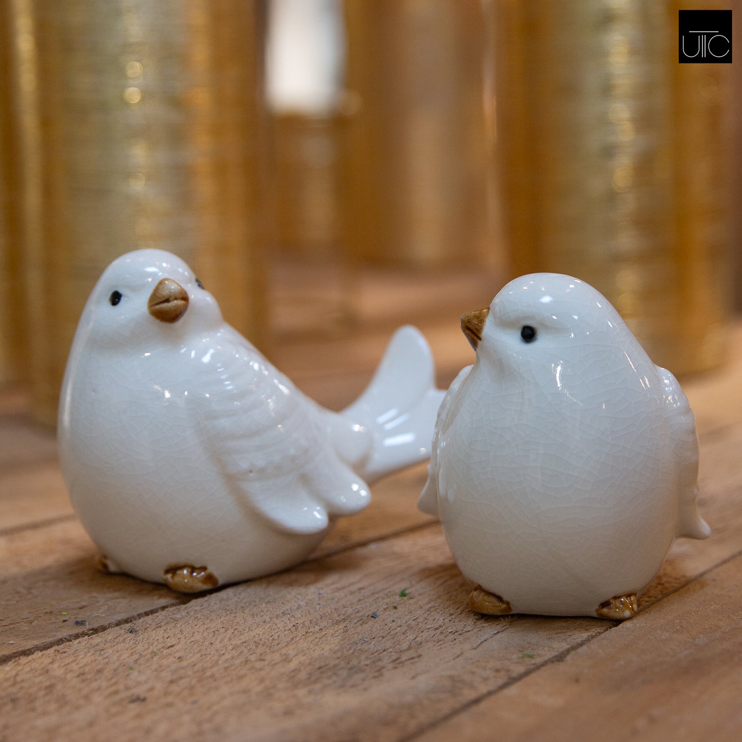 Ceramic Standing Cardinal Bird Figurine Gloss Finish