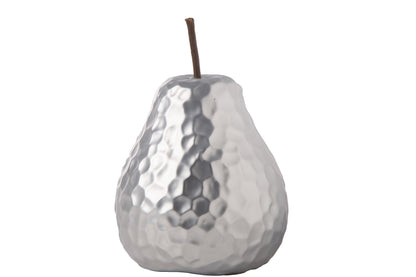 Ceramic Pear Figurine with Stem in Hammered Design Body Matte Finis