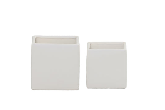 Ceramic Plain Square Pot Matte Finish-6.00"H