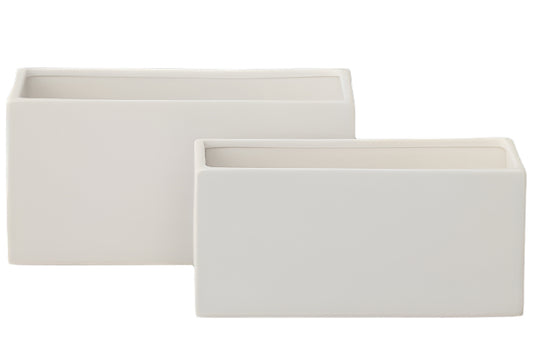 Ceramic Rectangle Pot Set of Two Matte Finish