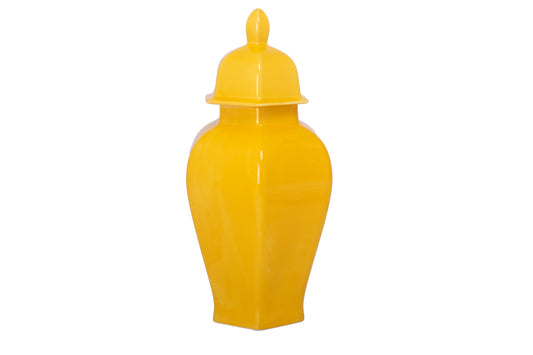 Ceramic Hexagon Ginger/Temple Jar LG Gloss Finish Yellow