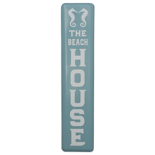 The Beach House Teal Metal Wall Art Sign