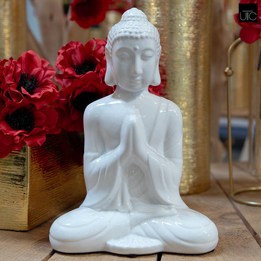 Ceramic Figurine Gloss Finish White 11"H -63