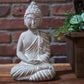 Cement Meditating Buddha Figurine Washed Concrete Finish Gray-9.50"H -18