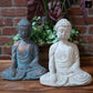 Cement Meditating Buddha Figurine Washed Concrete Finish-11.50"H