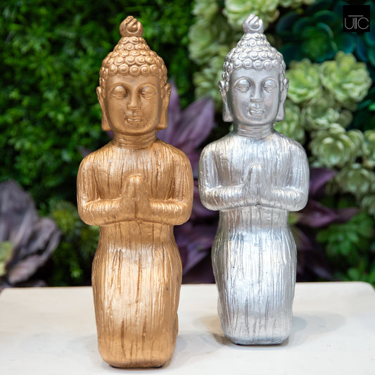 Cement Praying Buddha in Kneeling Position Painted Finish