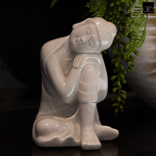 Ceramic Figurine Gloss Finish Gray 6.75"H