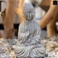 Cement Meditating Buddha Figurine Washed Concrete Finish Gray-9.50"H -19