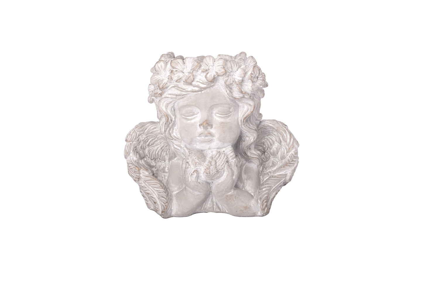 Cement Angel Pot Gray-7.50"H -1 -2
