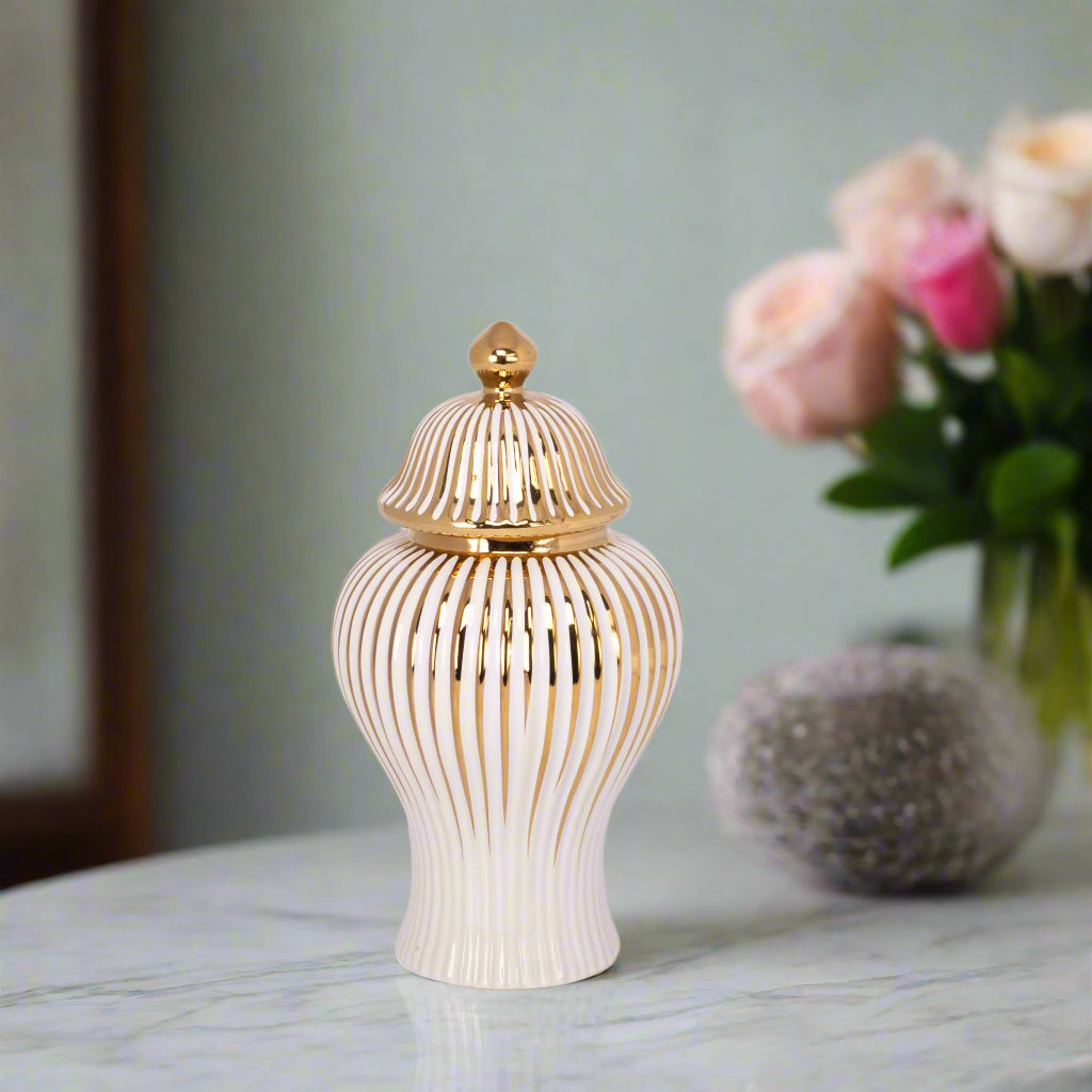 Aurelian Ceramic Bellied Temple Jar with Lid