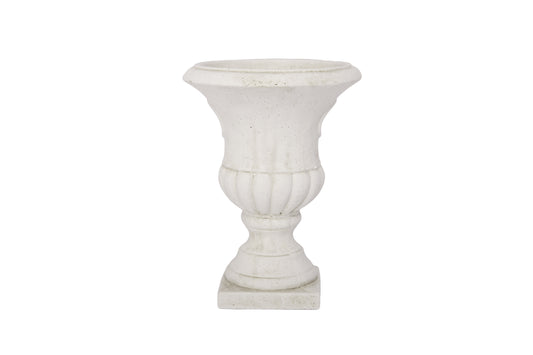 Cement Classic Urn Vase LG Antique White Wash Finish