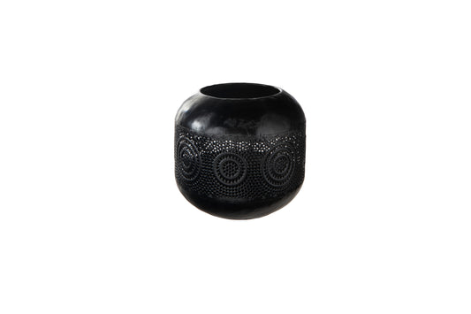Metal Round Candle Holder Antique Finish-5.50"H