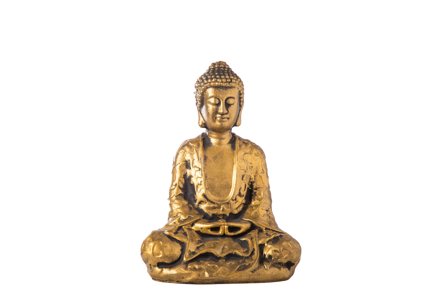 Cement Meditating Buddha Figurine Distressed Finish-10.25"H