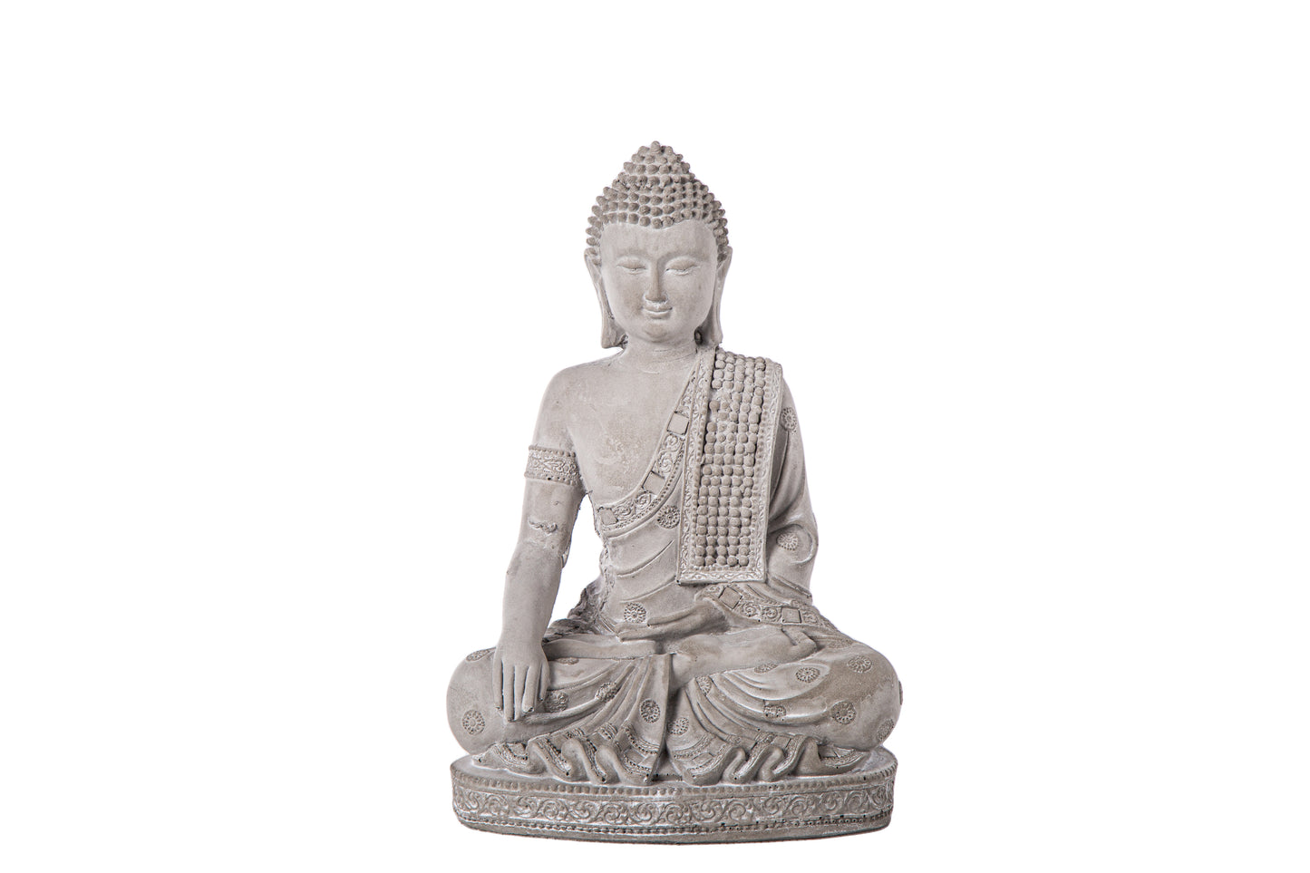 Cement Meditating Buddha Figurine Washed Concrete Finish-10.50"H