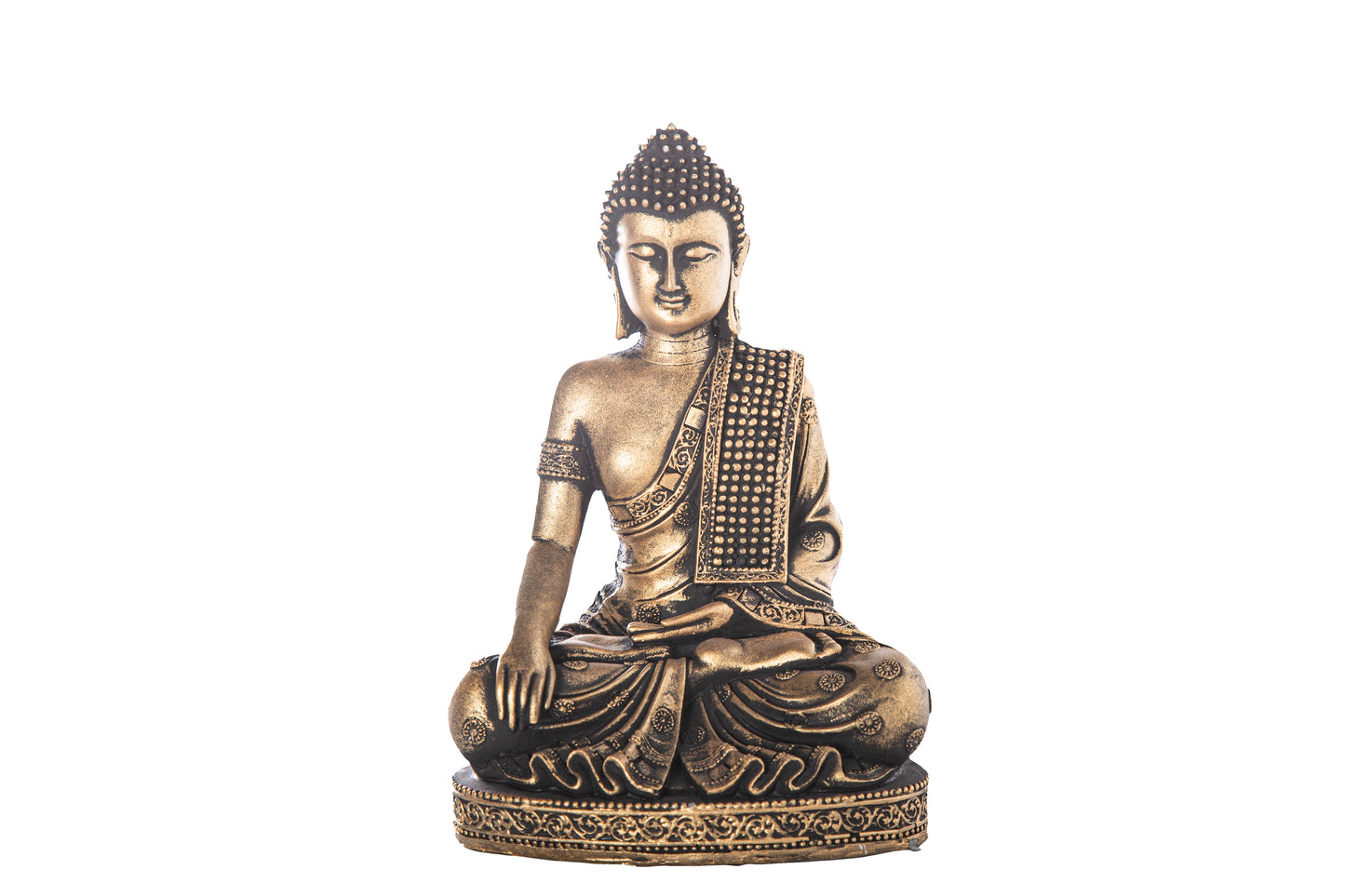 Cement Meditating Buddha Figurine Washed Concrete Finish-10.50"H