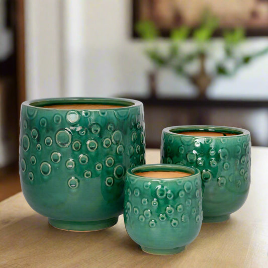 Aven Blossom Ceramic Planter Set (Set of 3)