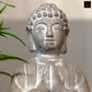 Cement Meditating Buddha Figurine Washed Finish Gray-8.00"H