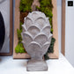 Cement Artichoke Statue on Square Base LG Washed Finish