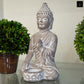 Cement Meditating Buddha Figurine Natural Finish Gray-10.50"H