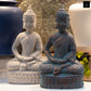 Cement Meditating Buddha Figurine Washed Concrete Finish