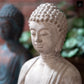 Cement Meditating Buddha Figurine Washed Concrete Finish-11.50"H