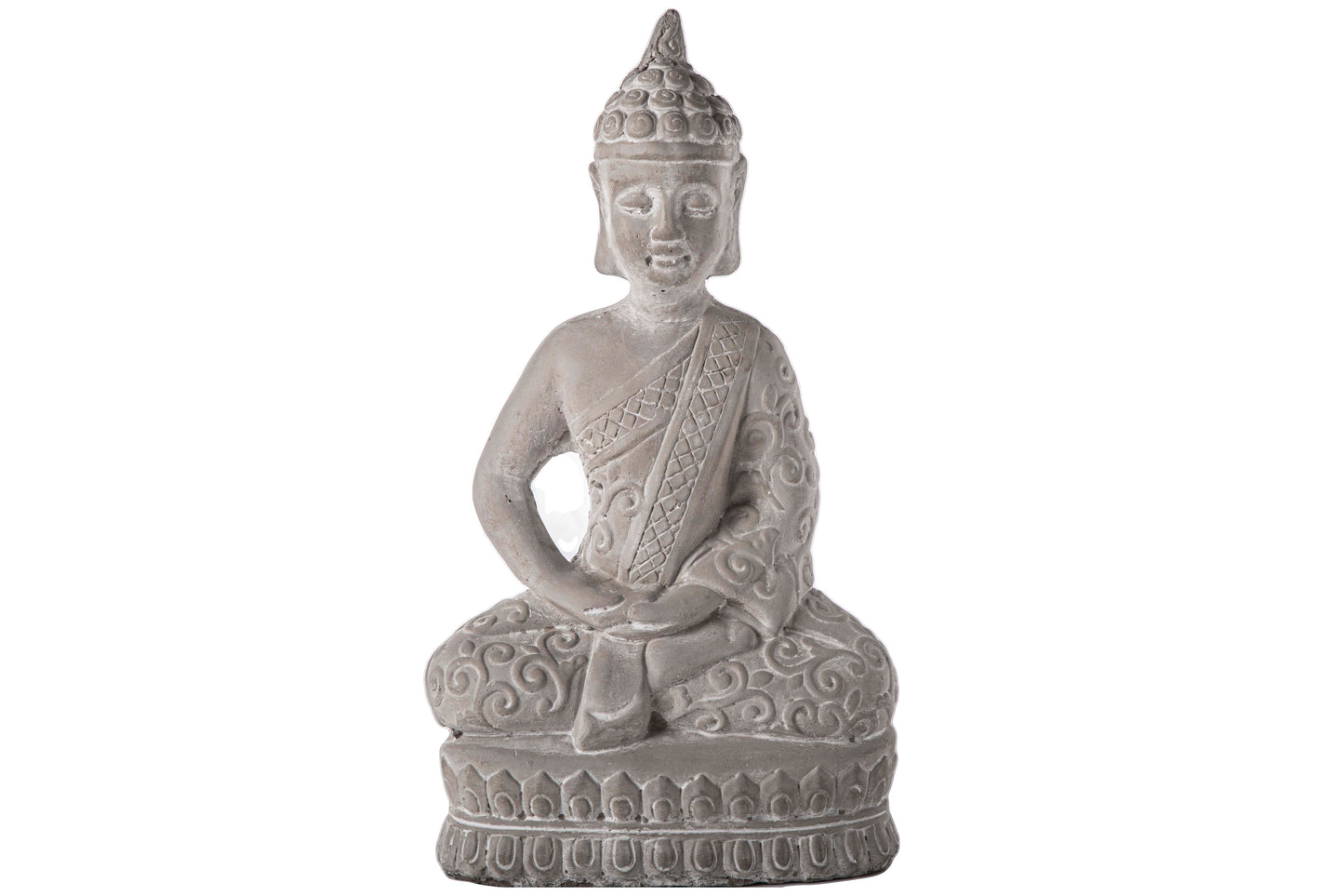 Cement Meditating Buddha Figurine Washed Concrete Finish