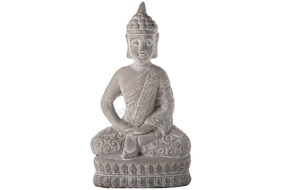 Cement Meditating Buddha Figurine Washed Concrete Finish