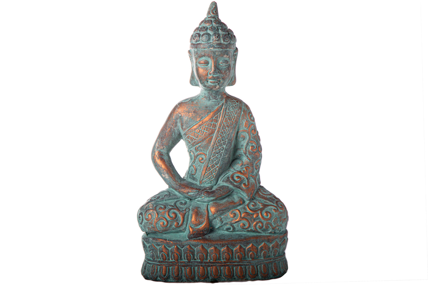 Cement Meditating Buddha Figurine Washed Concrete Finish