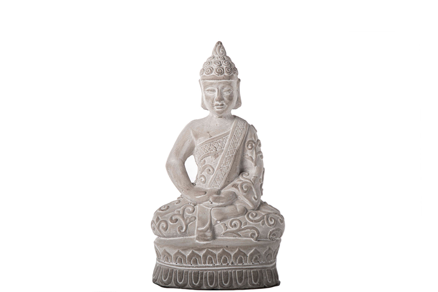 Cement Meditating Buddha Figurine Washed Concrete Finish