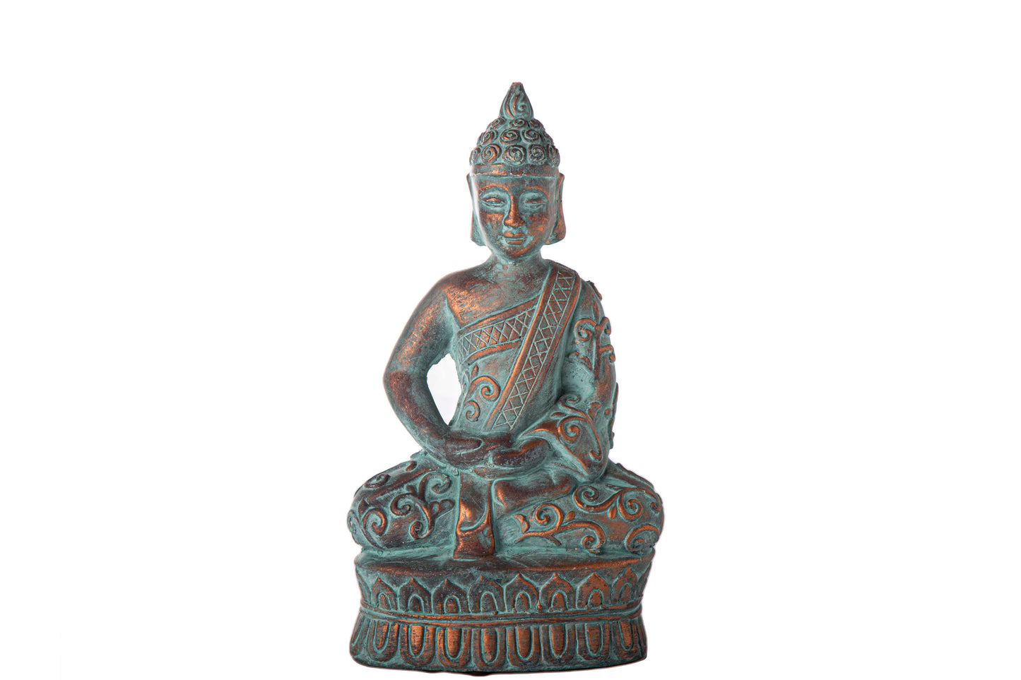 Cement Meditating Buddha Figurine Washed Concrete Finish