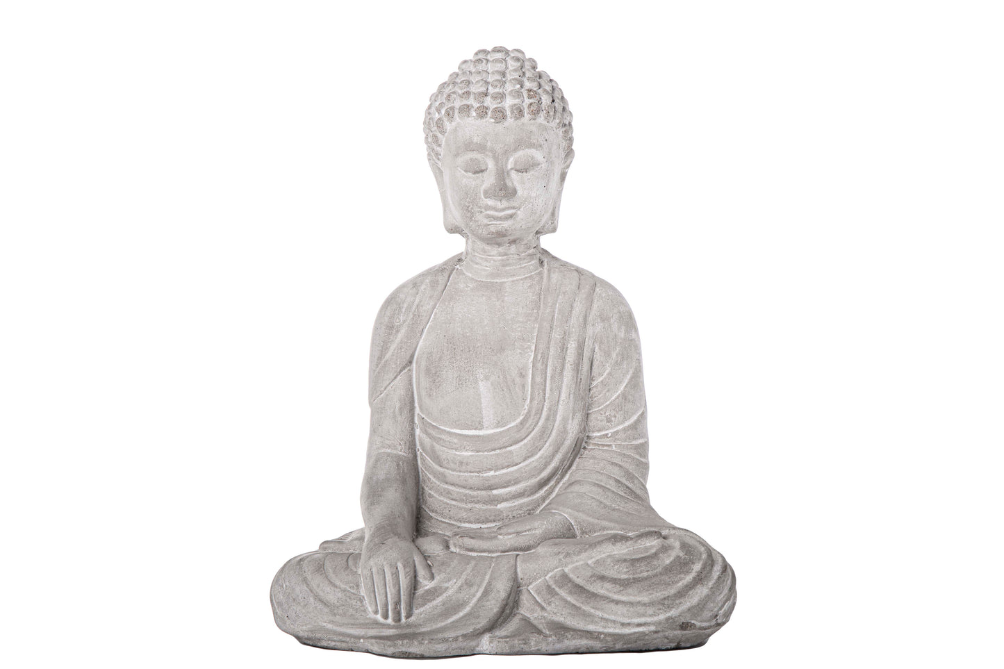 Cement Meditating Buddha Figurine Washed Concrete Finish-11.50"H