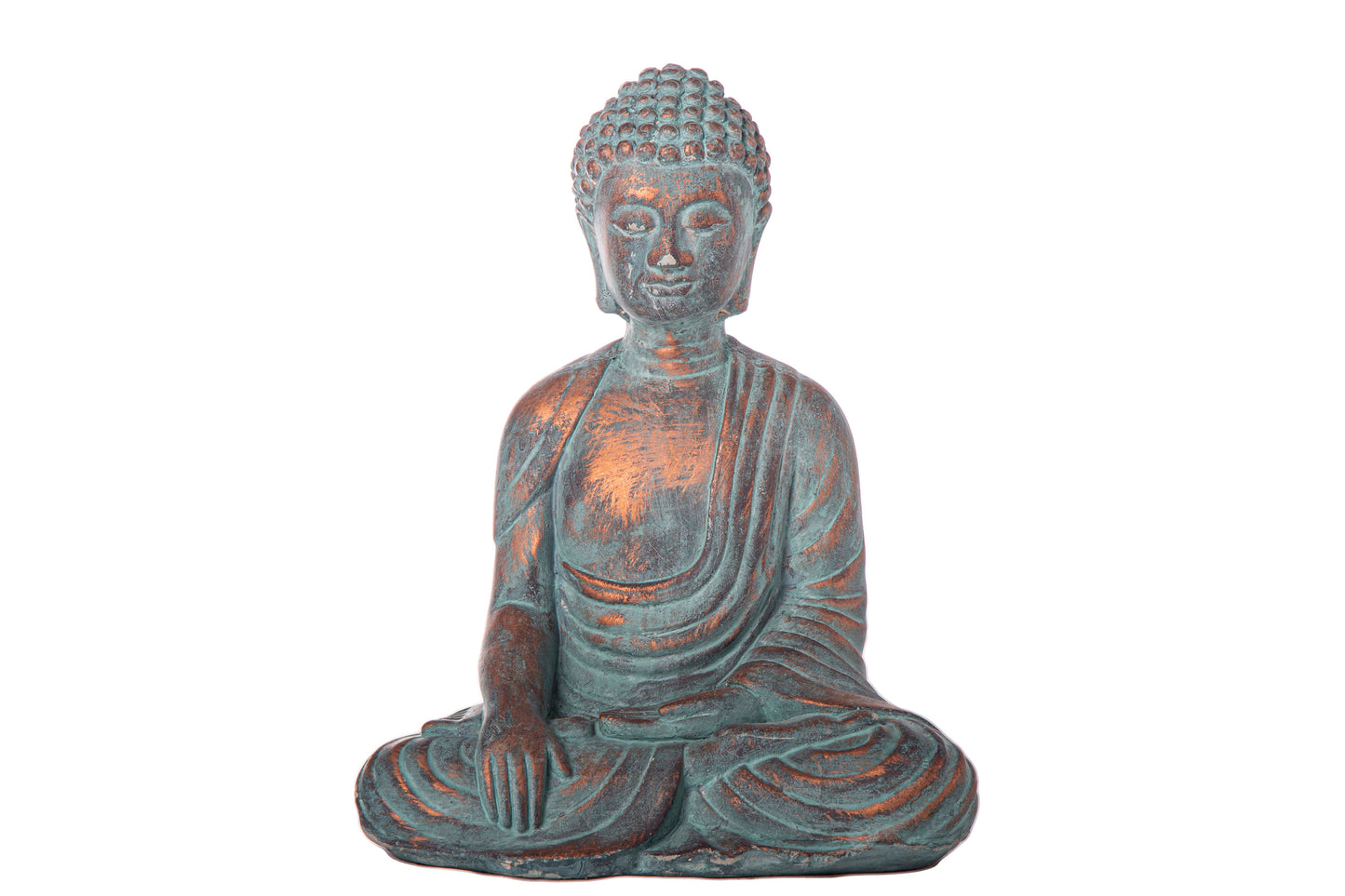 Cement Meditating Buddha Figurine Washed Concrete Finish-11.50"H