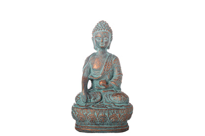 Cement Meditating Buddha Figurine Antique Finish