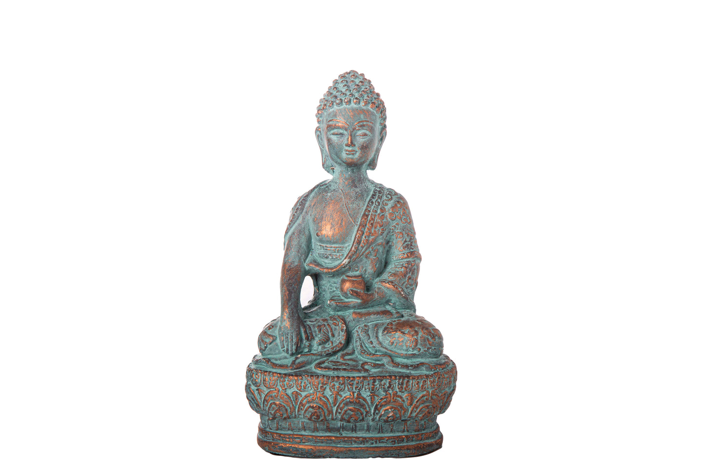 Cement Meditating Buddha Figurine Antique Finish