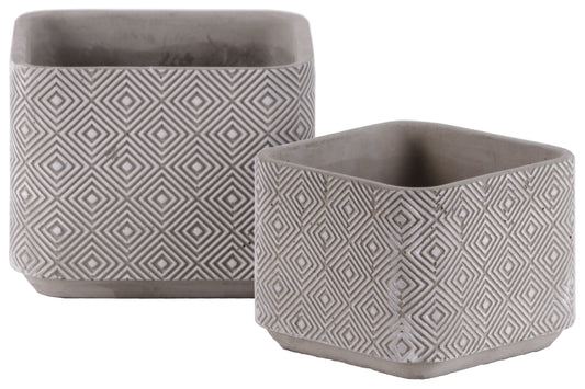 Terracotta Pot Washed Concrete Finish Gray-4.75"H