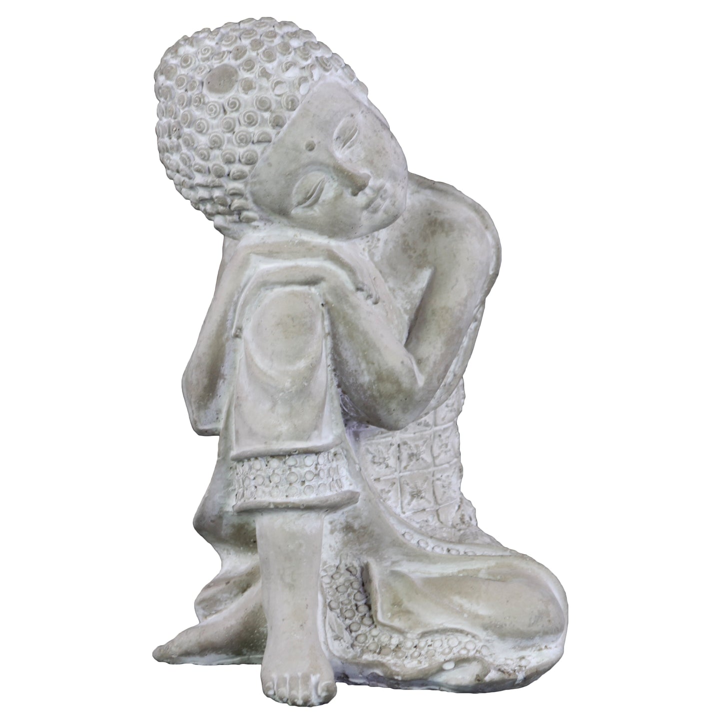 Cement Figurine Washed Concrete Finish White 8.5"H