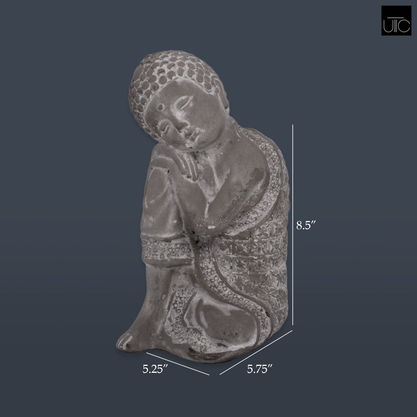 Cement Figurine Washed Concrete Finish White 8.5"H