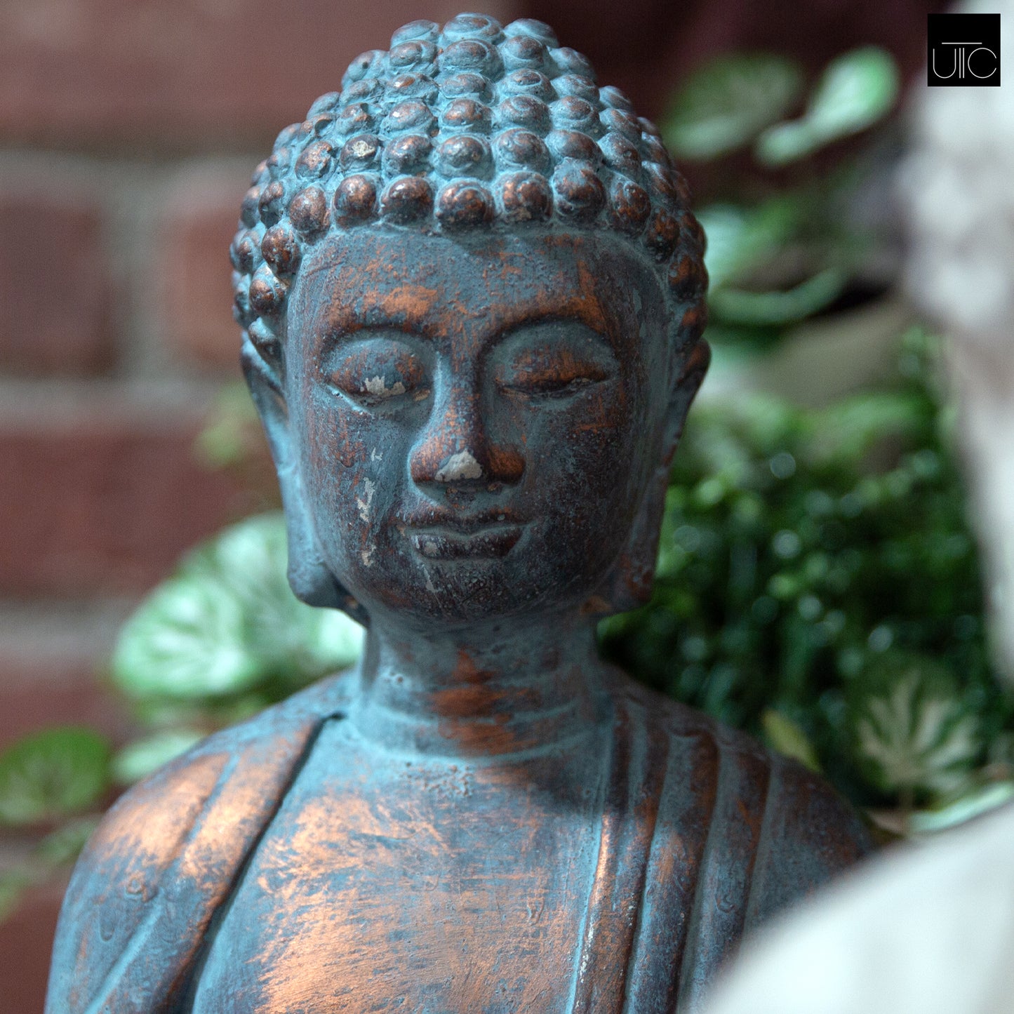 Cement Meditating Buddha Figurine Washed Concrete Finish-11.50"H