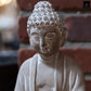 Cement Meditating Buddha Figurine Washed Concrete Finish Gray-9.50"H -20