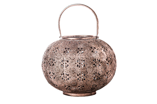Metal Round Lantern Metallic Finish