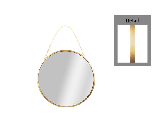 Metal Round Wall Mirror Metallic Finish Gold