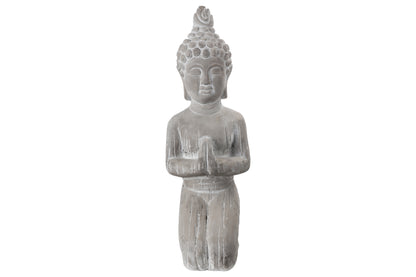 Cement Kneeling Buddha Figurine Washed Finish