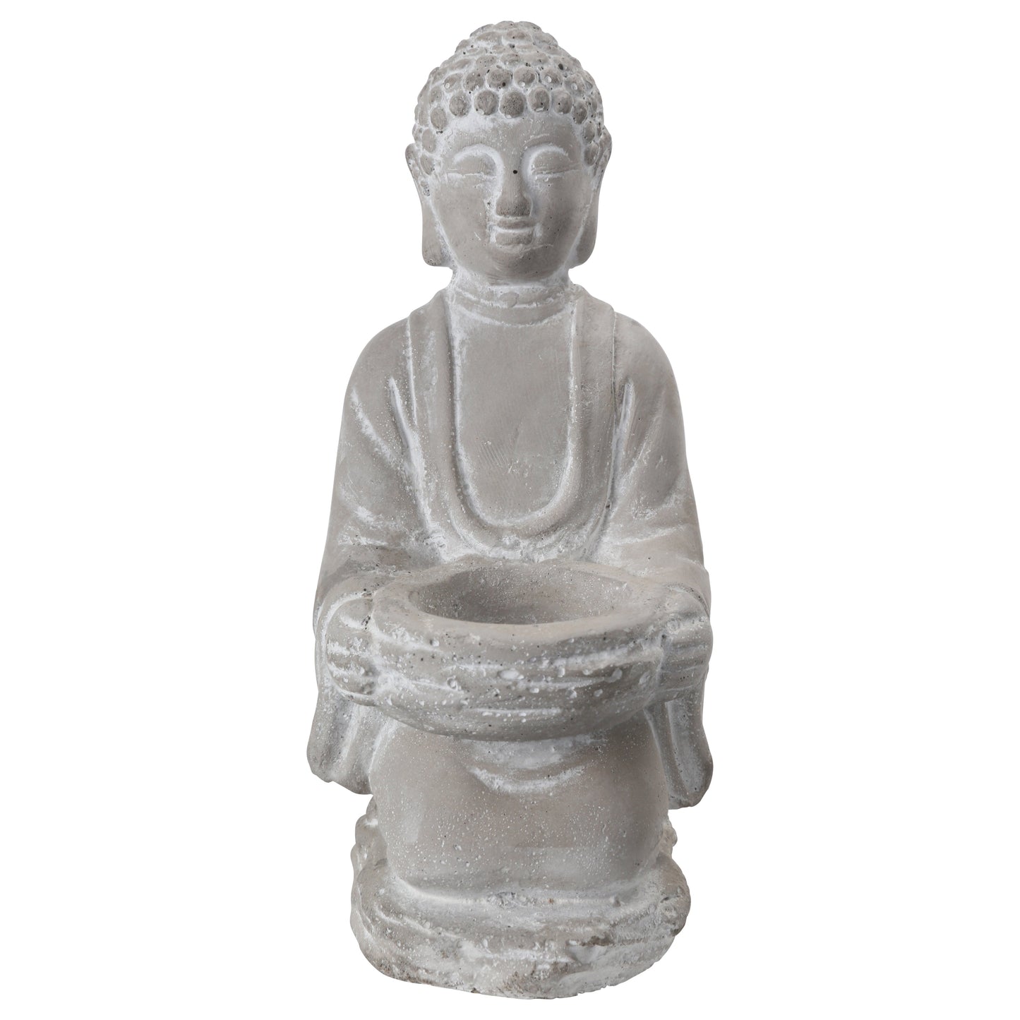 Cement Kneeling Buddha Figurine Washed Finish