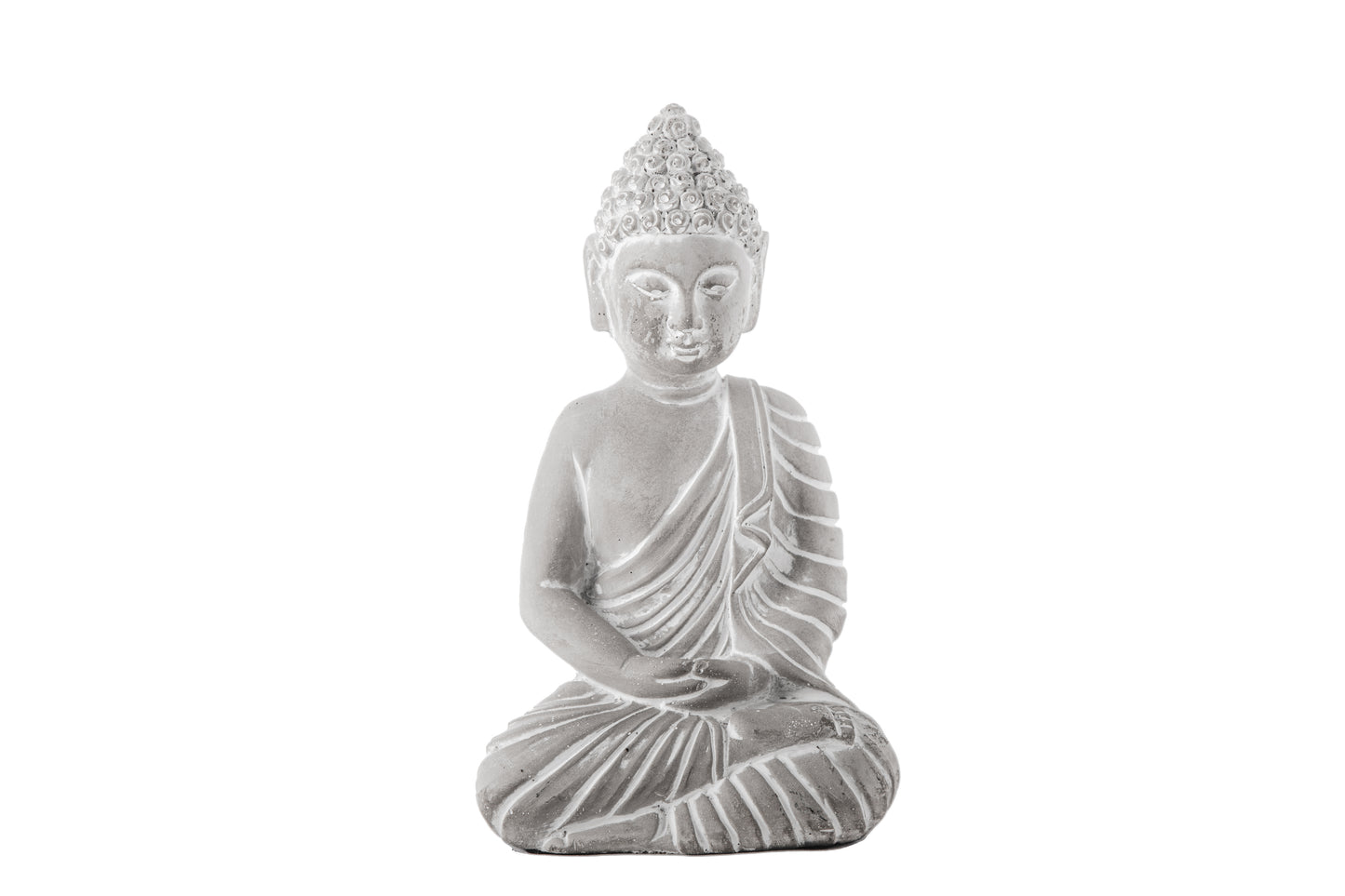 Cement Meditating Buddha Figurine Washed Concrete Finish Gray-9.50"H -18