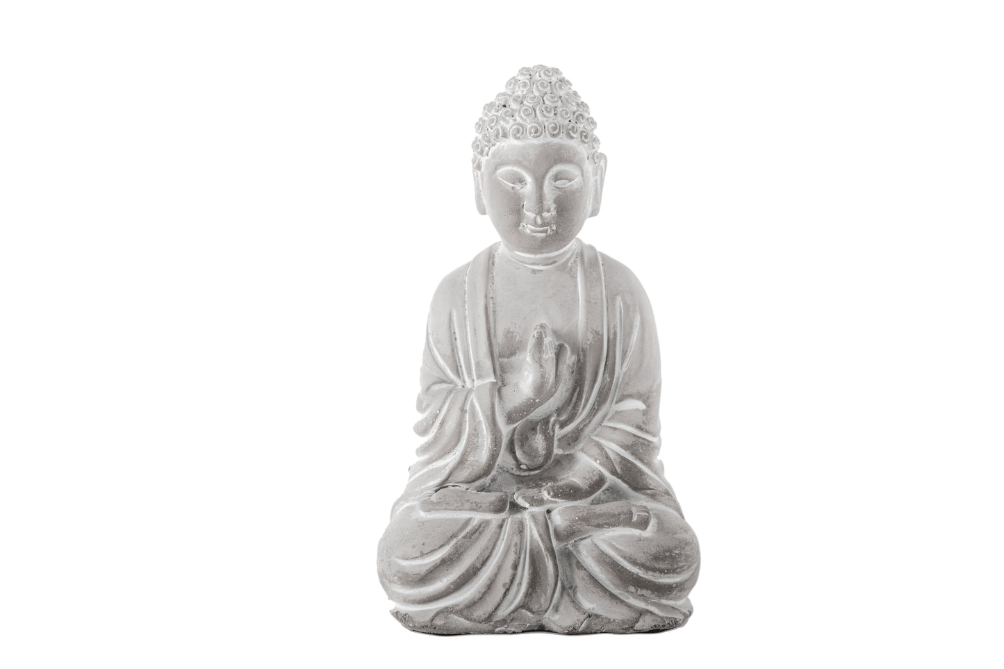 Cement Meditating Buddha Figurine Washed Concrete Finish Gray-9.50"H -19