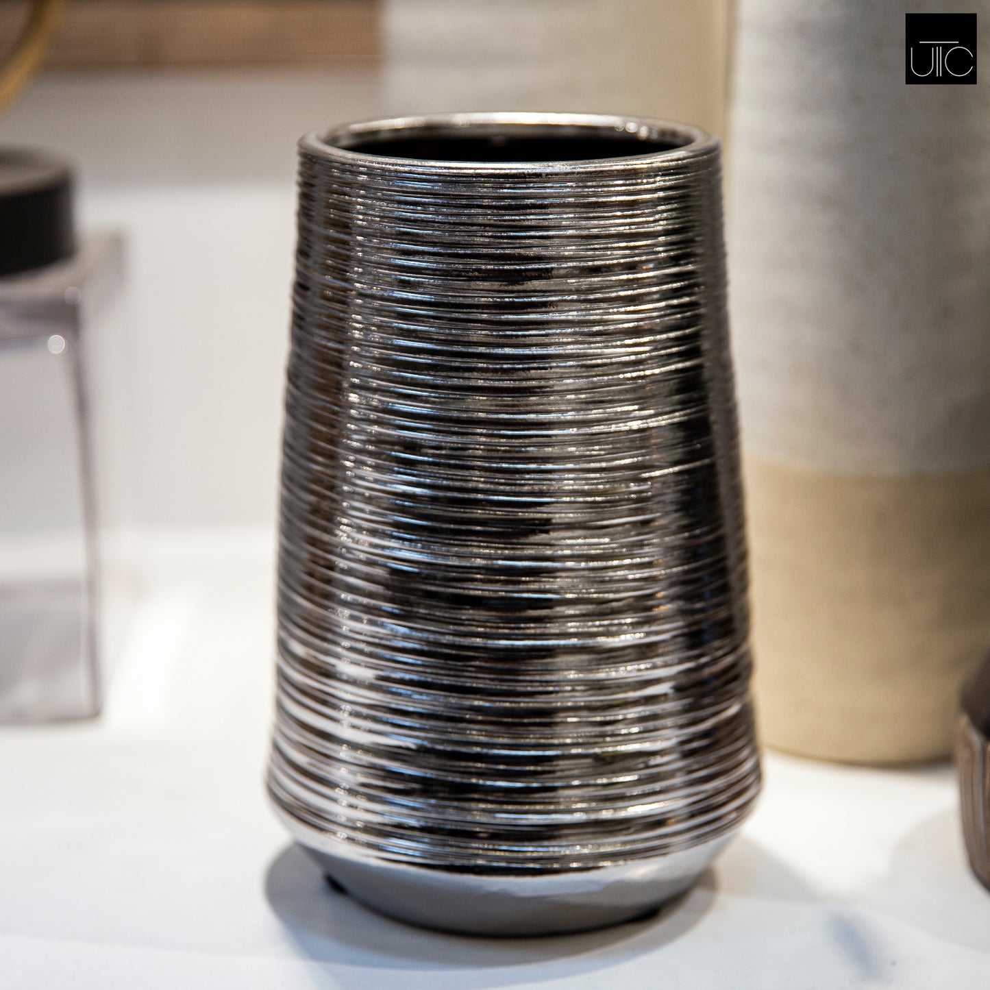Lynde Combed Electroplated Metallic Vase