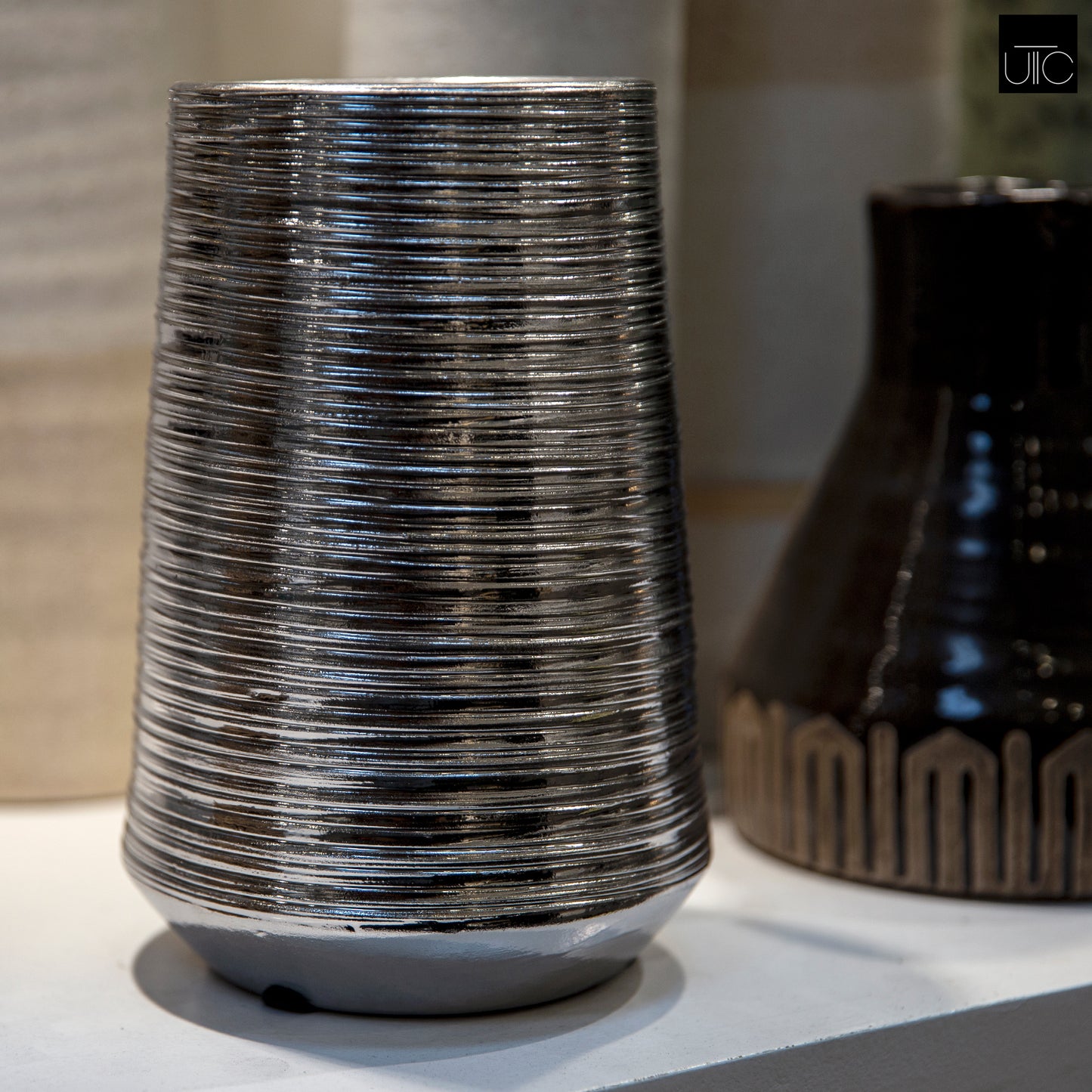 Lynde Combed Electroplated Metallic Vase
