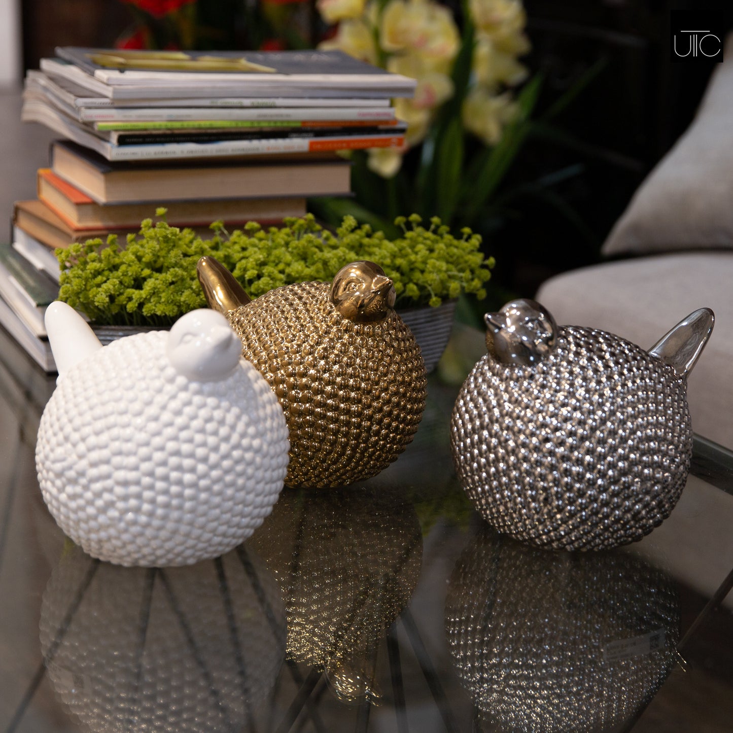 Ceramic Blubbery Bird Figurine Gloss Finish