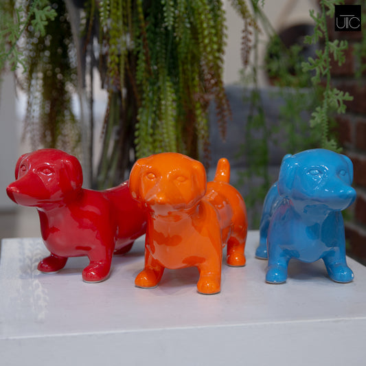 Ceramic Standing Dachshund Dog Figurine Gloss Finish